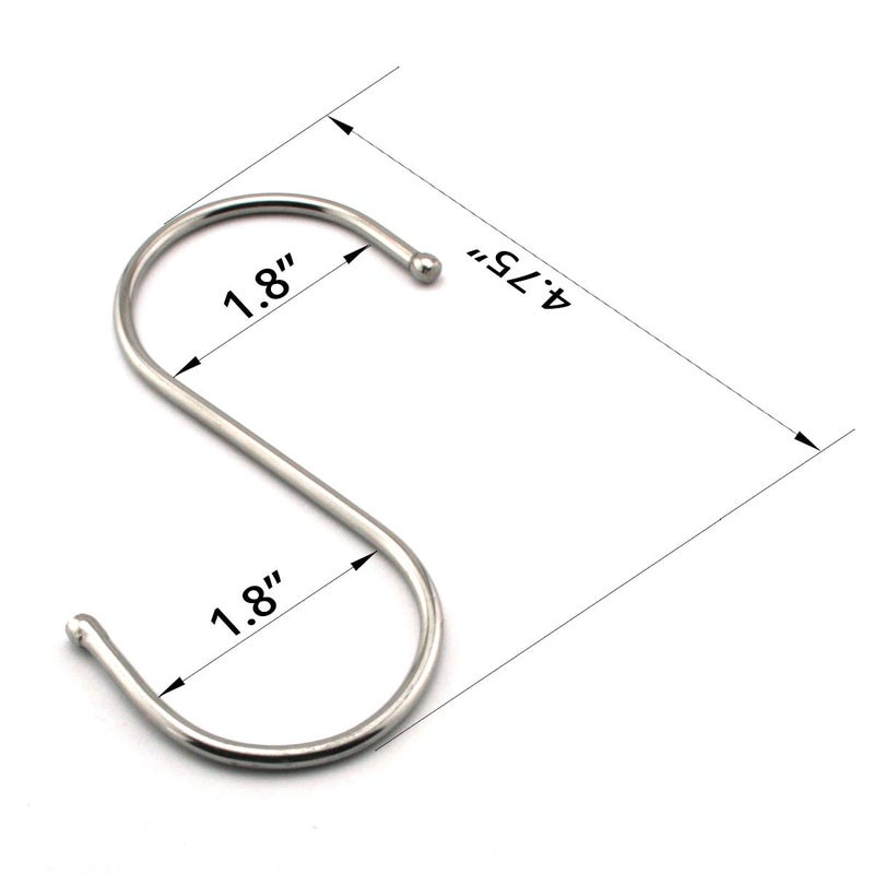 RuiLing 6-Pack 4.7 Inches Extra Large S Shape Hooks,Heavy-Duty Stainless Steel Hanging Hooks - Multiple uses,Ideal for Apparel, Kitchenware, Utensils, Plants, Towels, Gardening Tools. - Image 3